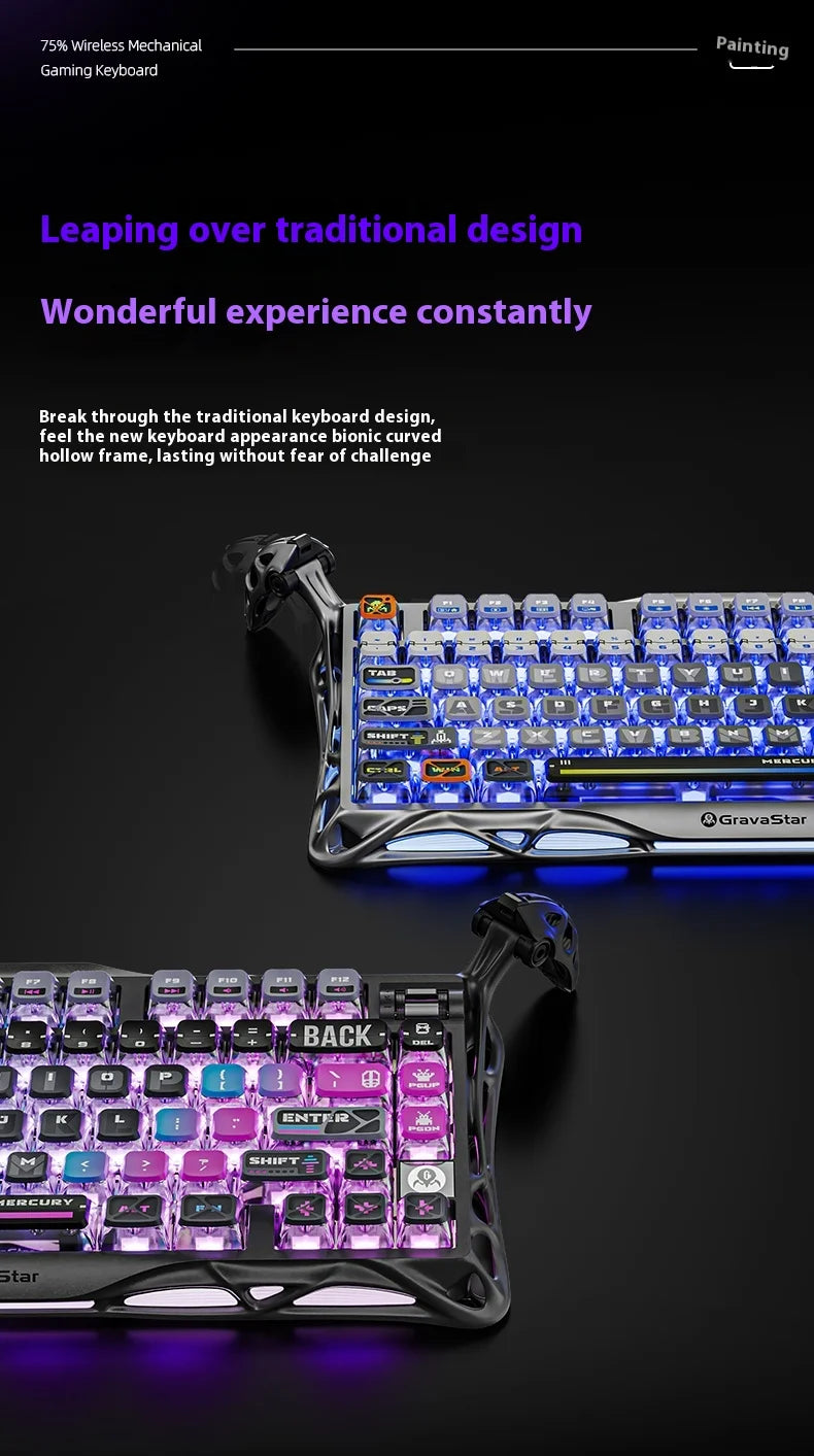 Wireless Mechanical Keyboard Gravastar for Laptop/Computer Special Gift Top Gaming Peripherals Cyberpunk K1 Pro Special Edition