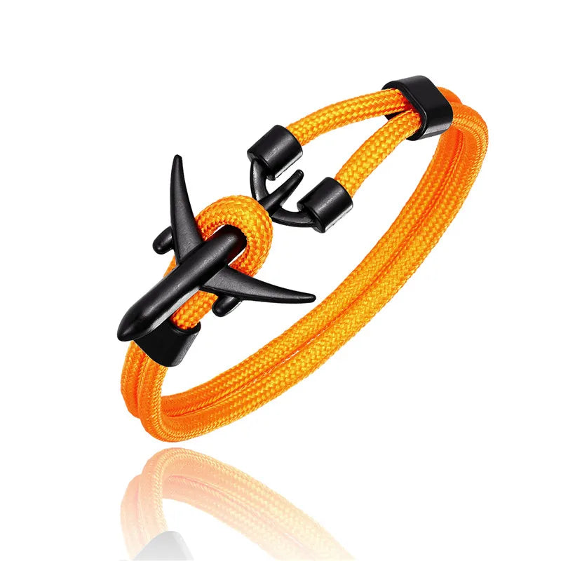 MKENDN Fashion Anchor Men Women Airplane Bracelets Charm Rope Chain Paracord Hope To Safe Jewelry Pulseras hombres