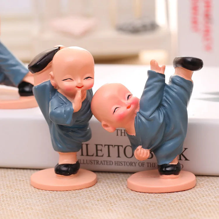 Kung Fu Four Small Monk Ornaments Epoxy Resin Artistic Car Accessories Cute Creative Doll Jewelry Decoration