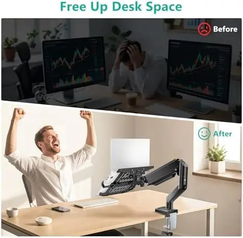 ZhongQu DT-01LP 17"-34" 10-12kg 2-in-1 Laptop Desk Mount Single Monitor Stand Mechanical Spring VESA Mount Bracket Metal  Stock