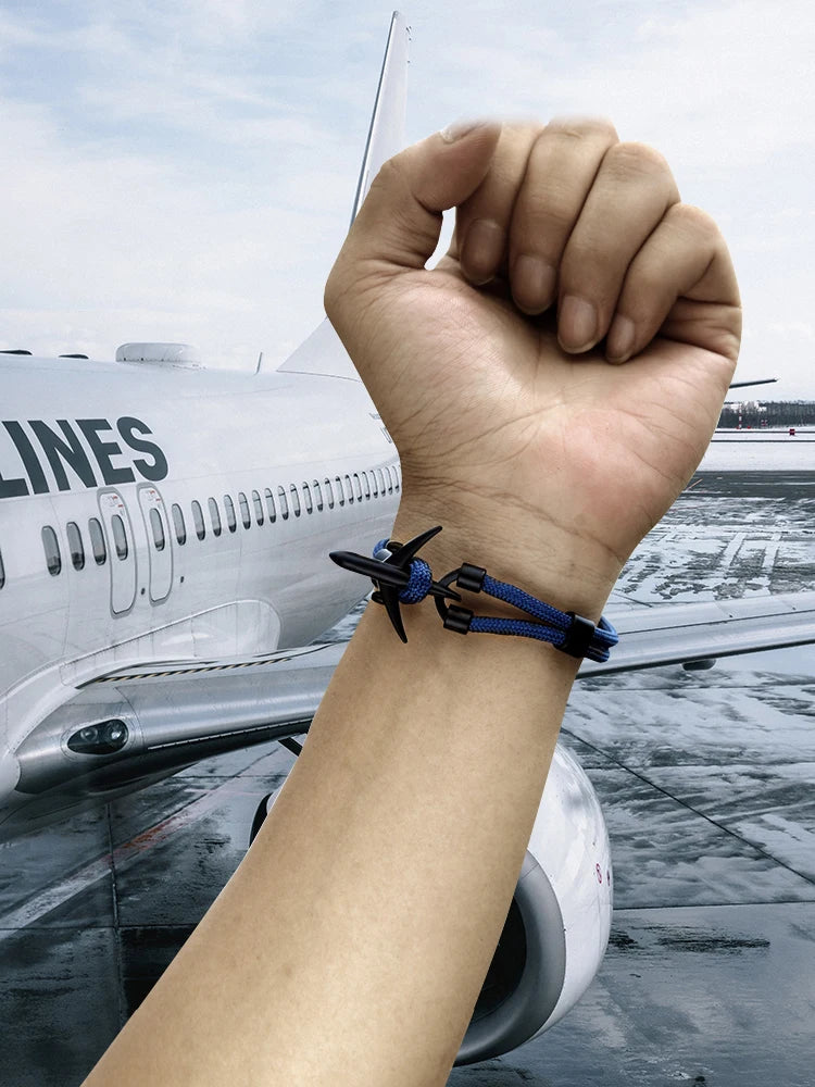 MKENDN Fashion Anchor Men Women Airplane Bracelets Charm Rope Chain Paracord Hope To Safe Jewelry Pulseras hombres