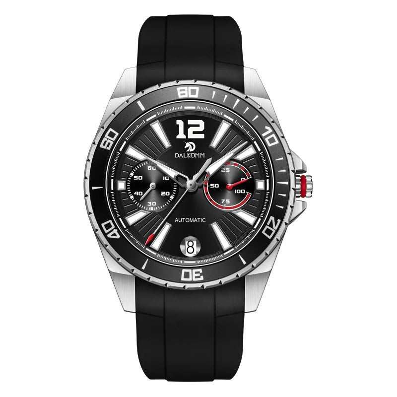 High Quality Men's Automatic Diver Watch Quartz Mechanic with Stainless Steel and Leather/Rubber Bands Relogio Masculino