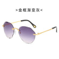 Fashion Rimless Trendy Sunglasses Women Round Cut Edge Gradient Color Sunglasses Gradient Sunglasses UV400 Rimless Shades