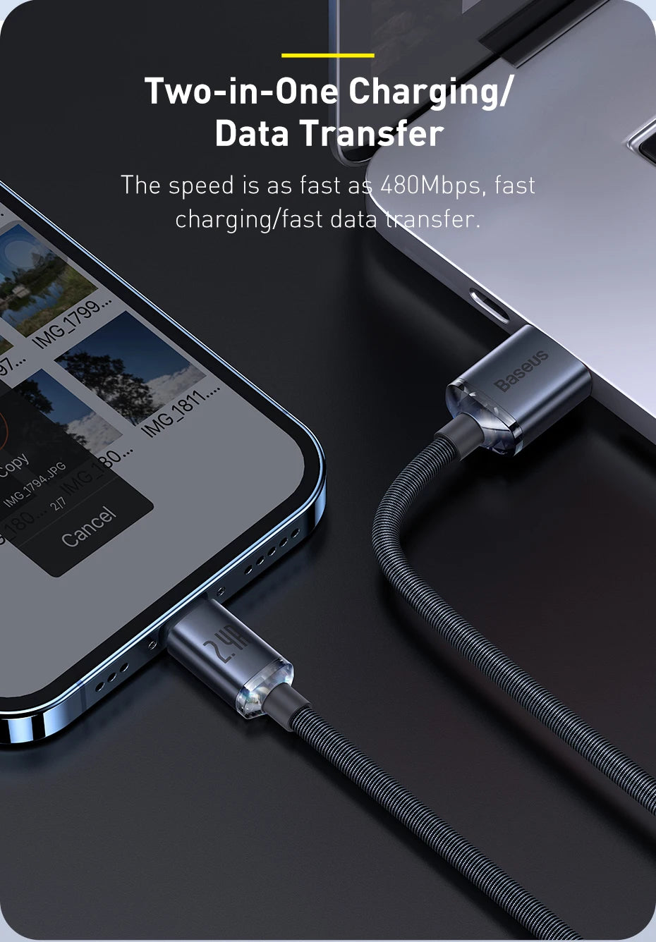 Baseus USB Cable For iPhone 14 13 12 Pro Max X XR XS 8 7 6s 6 iPad Fast Data Charging Charger USB Wire Cord Mobile Phone Cables
