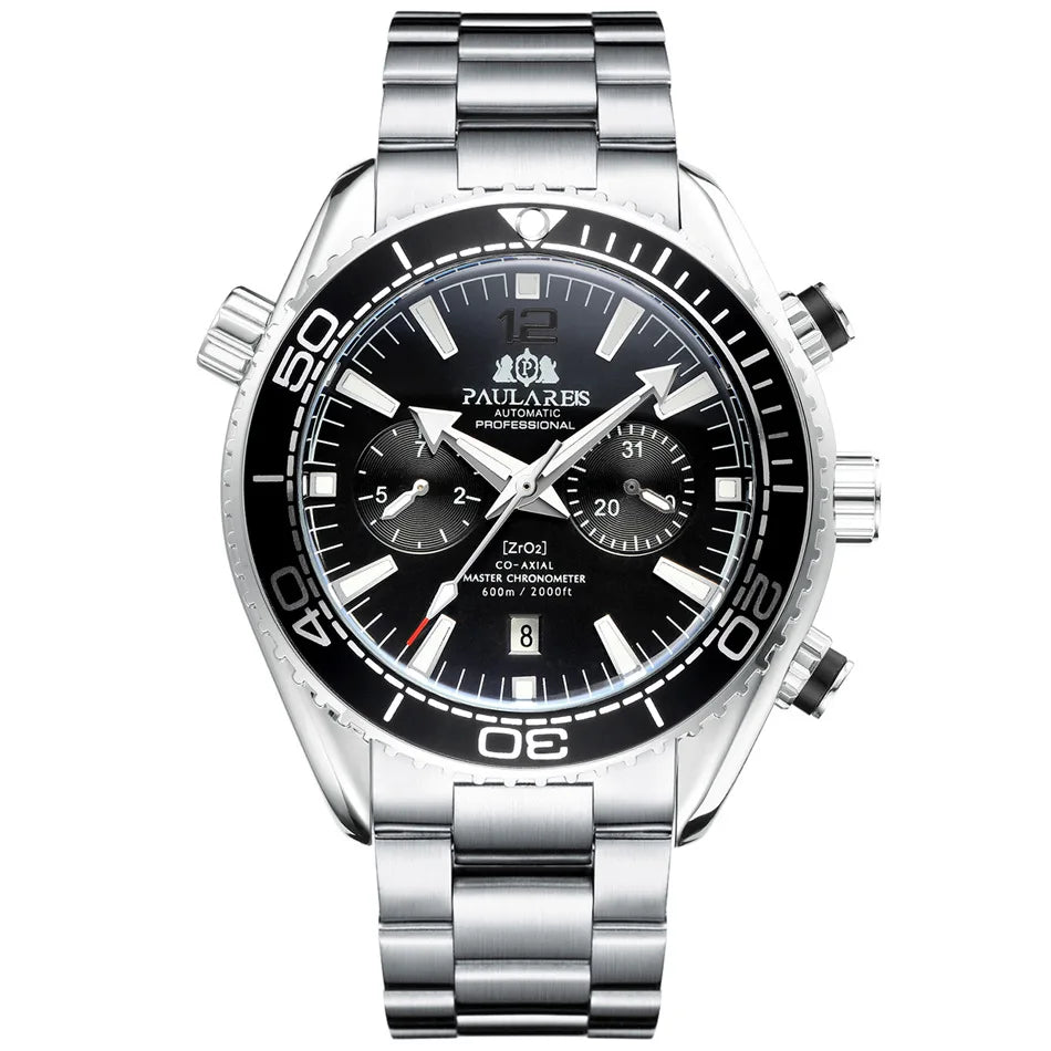 Drop Ship Men Mechanical Wristwatch Stainless Steel Waterproof Sport Chronograph See Through Montre Homme Luxury Automatic Watch