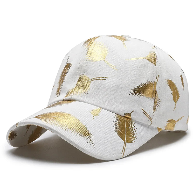 FS Brand Black Golden Feather Print Baseball Cap For Men Summer Women Trucker Hat Casual Cotton Snapback Hip Hop Caps Bone 2026