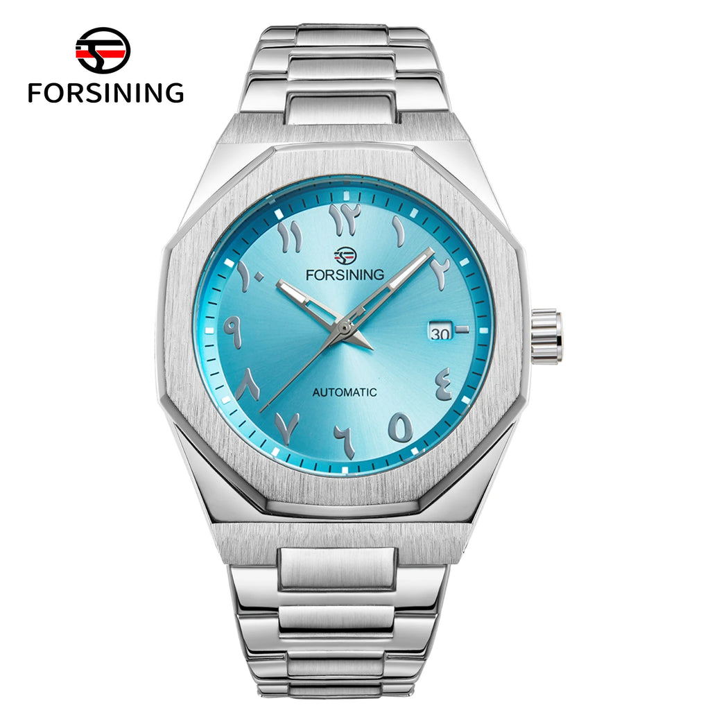 Hot Sale Arabic Numerals Design Fashionable Automatic Mechanical Men's Watch Light Blue OEM 41mm Charm Luxury Business Watches