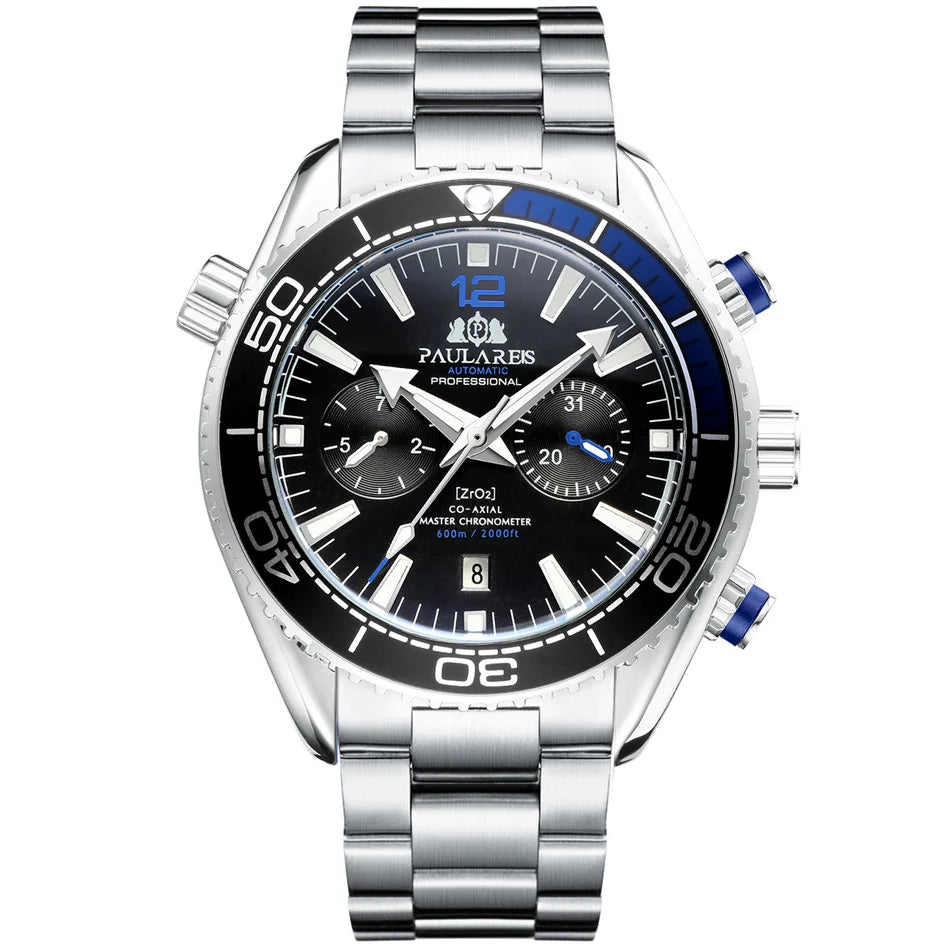 Drop Ship Men Mechanical Wristwatch Stainless Steel Waterproof Sport Chronograph See Through Montre Homme Luxury Automatic Watch