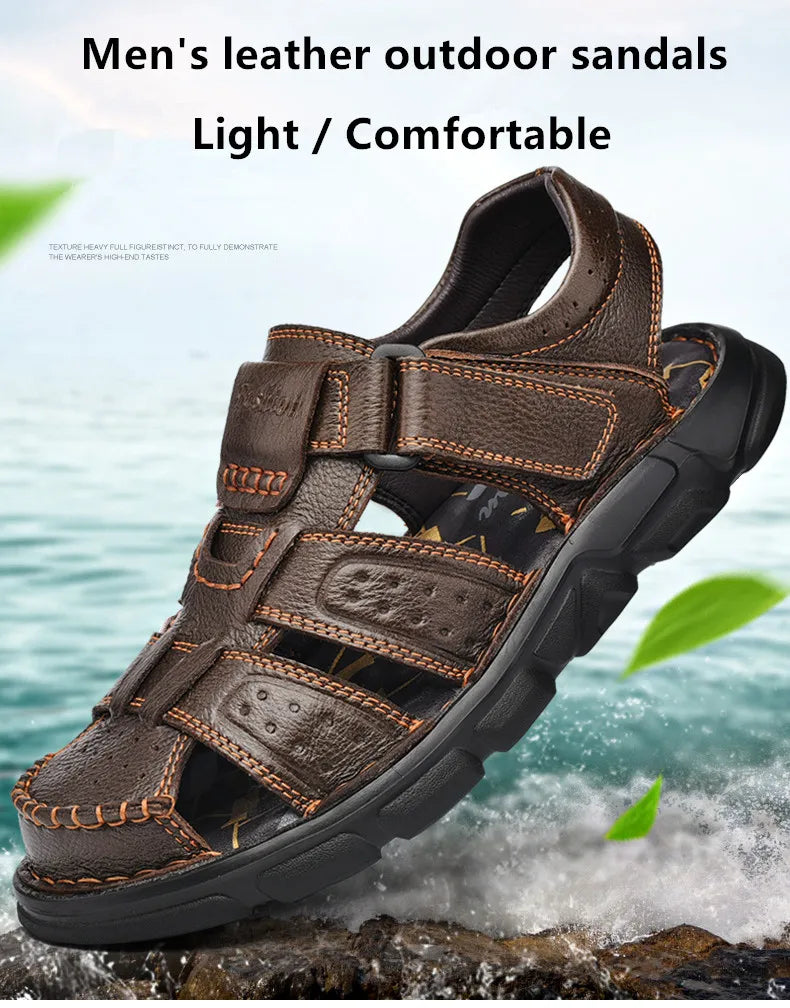 Genuine Leather Casual Shoes For Men High Quality Classic Men Sandals Summer Outdoor Walking Men Sneakers Breathable Men Sandals