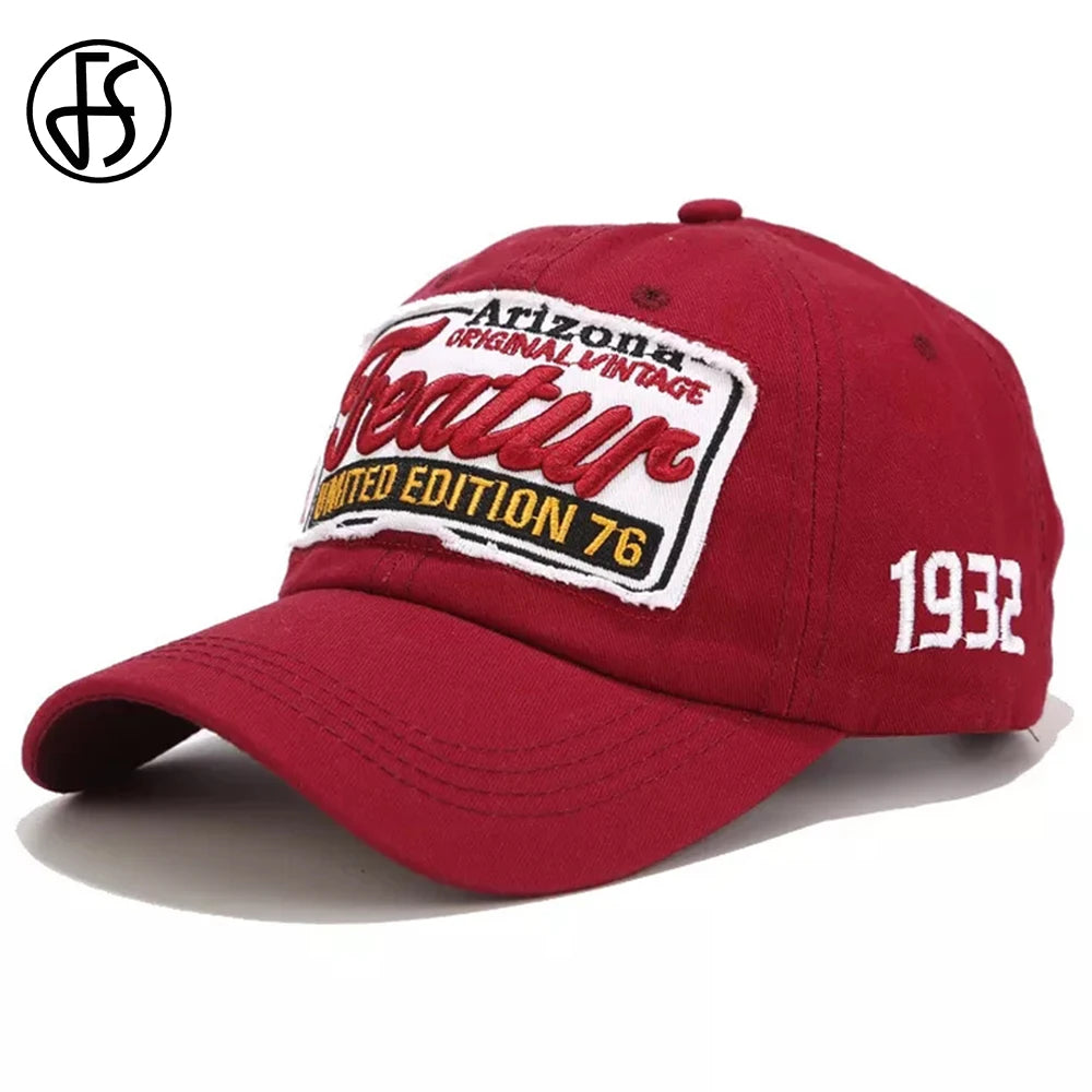 FS Summer Red Pink Streetwear Baseball Cap For Men Cotton Vintage Women Trucker Hat Fashion Letter Hip Hop Caps Gorras Hombre