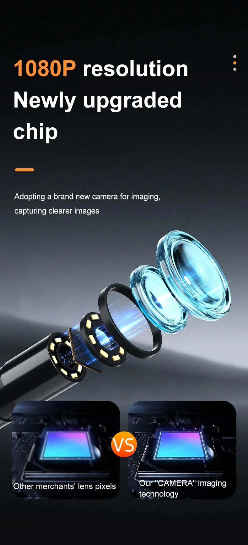 Digital Inspection Endoscope 4.3 Inch Screen 1080P HD for Mechanical and Duct Maintenance