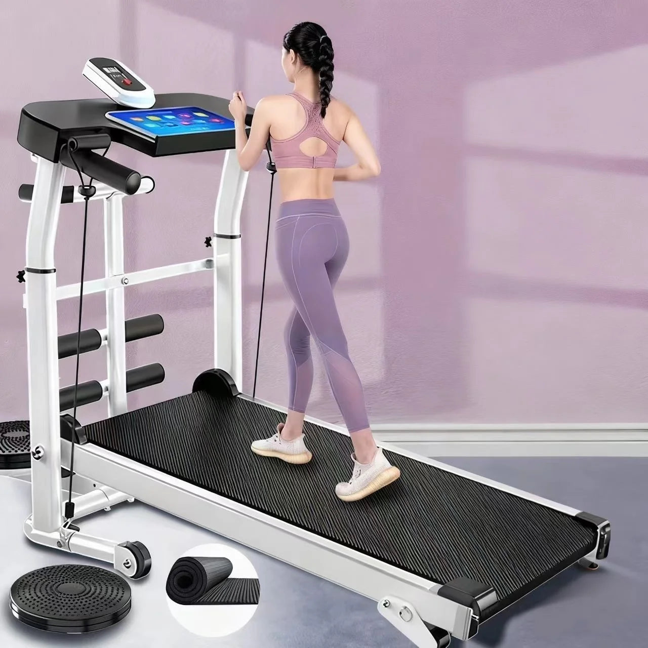 Small Folding Mechanical Steel Treadmill Exercise Portable Manual Incline Treadmill Machine for Home Office Small Spaces
