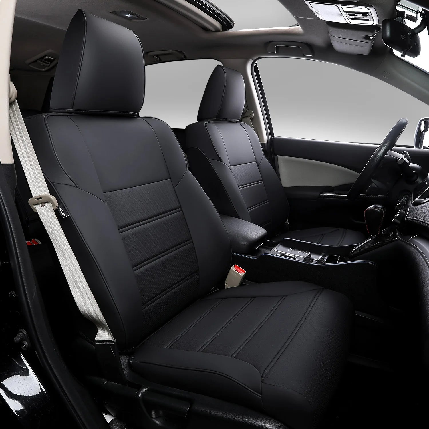 Luxury Sports Leather Car Seat Covers for 2015-2016 for CRV-Customizable Front & Rear All-Season 12-Piece Set