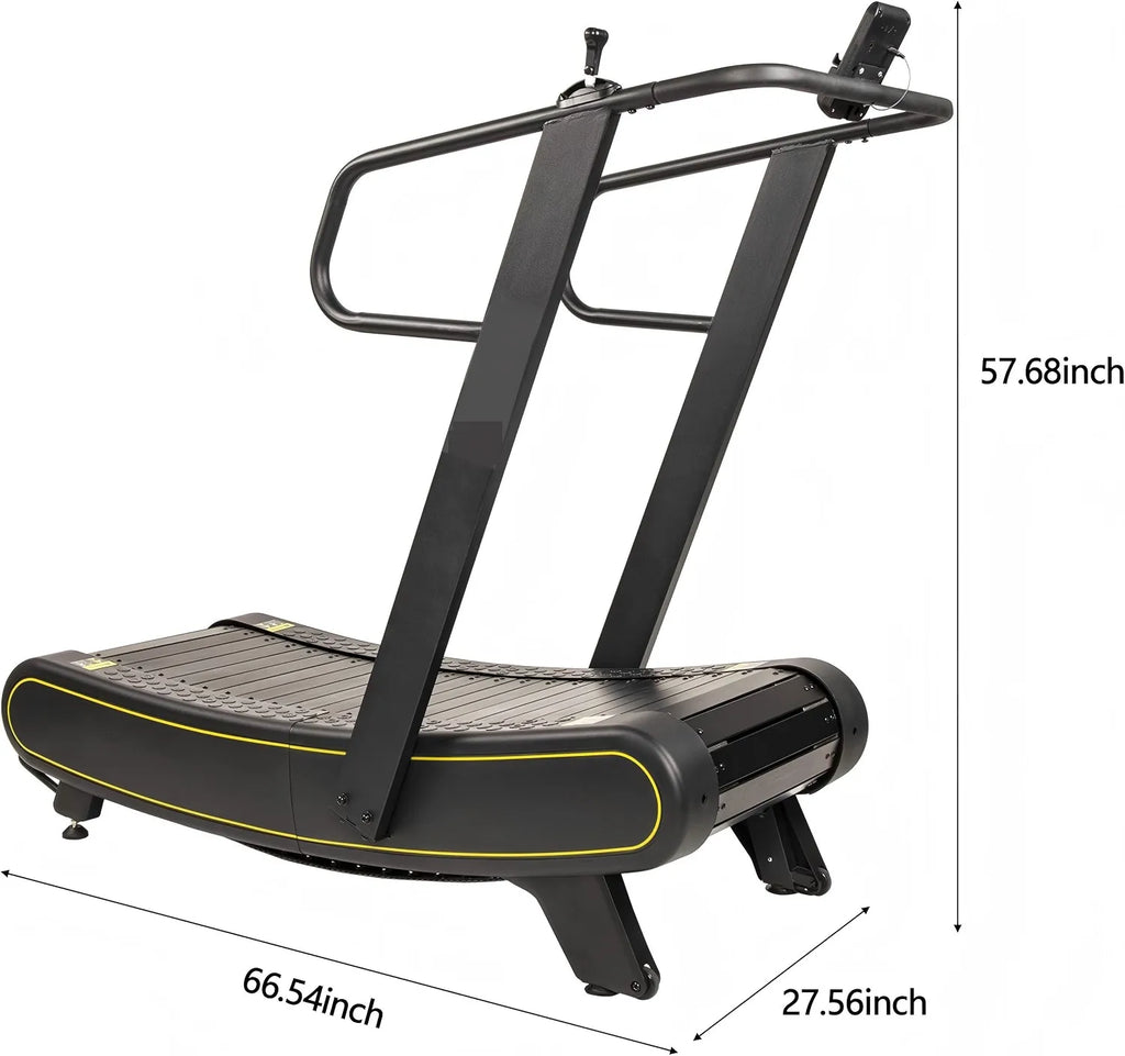 Curved Unpowered Home Fitness Treadmill  Multi-Exercise Mode Gym Mechanical Treadmill Manual Heart Running