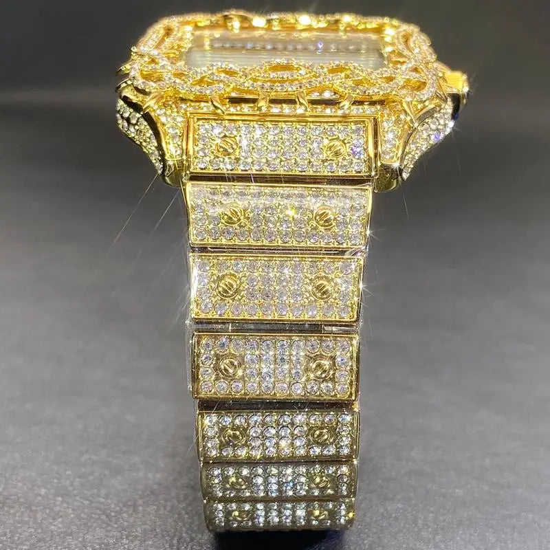 Men's Moissanite Diamond Quartz Watch Hip-hop Ice Thorn Dial Inlaid Zircon Square Full Diamond Waterproof Mechanical watches