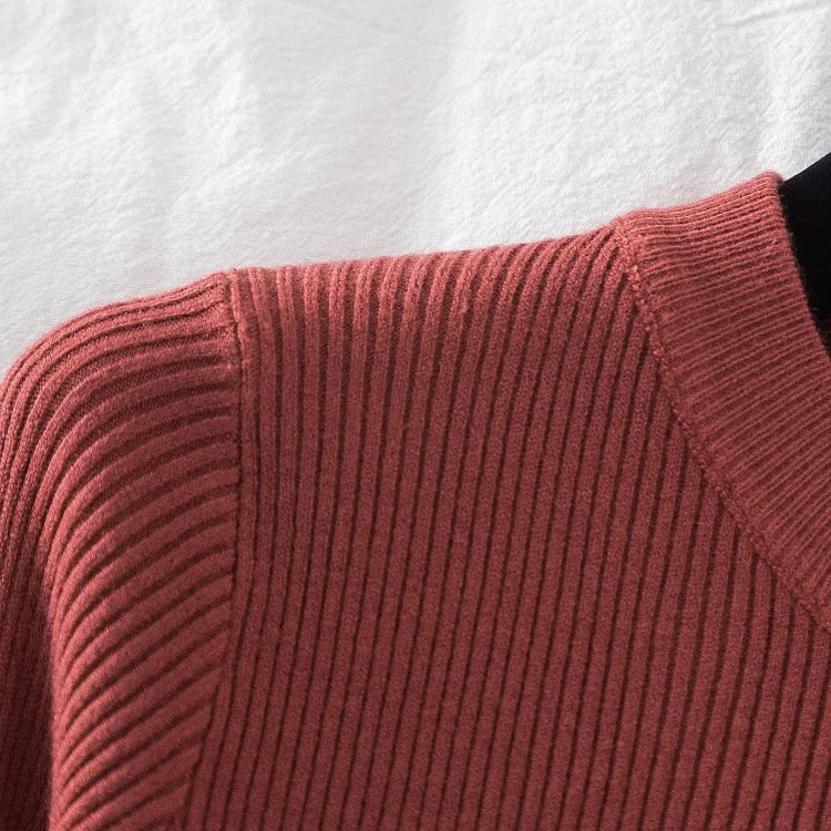2026 women thick sweater pullovers khaki casual autumn winter button o-neck chic sweater female slim knit top soft jumper tops