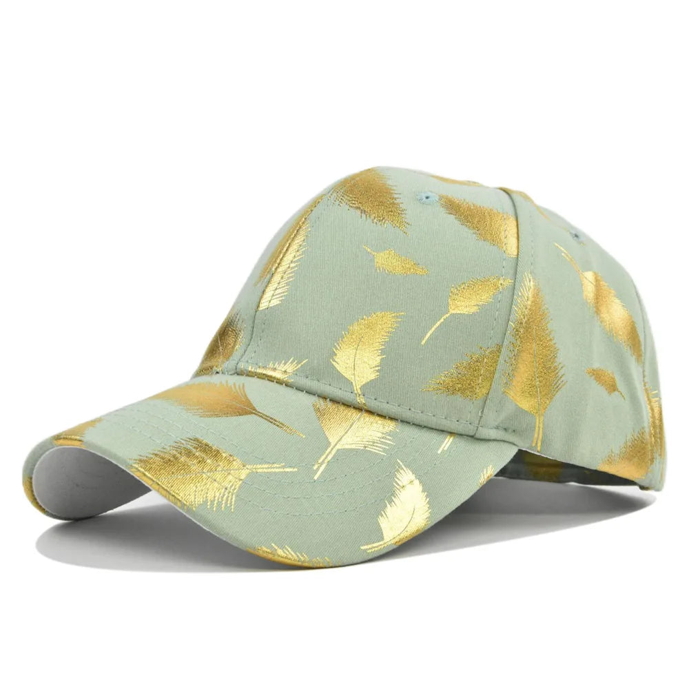 FS Brand Black Golden Feather Print Baseball Cap For Men Summer Women Trucker Hat Casual Cotton Snapback Hip Hop Caps Bone 2026