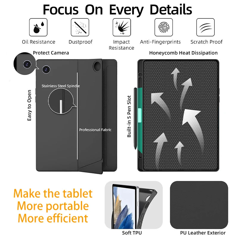 New Removable Backlit Touchpad Scissor Mechanism 360 Rotation Full Size Wireless Keyboard Case Pen Slot for for Tab A8