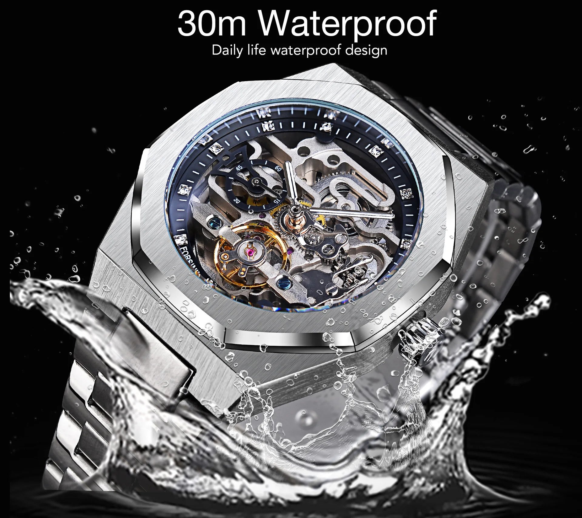 Watches Men Wrist Top Brand Waterproof Fashion Design Luminous Male Relojes Hombre Iced Out Tourbillon Skeleton Mechanical Watch