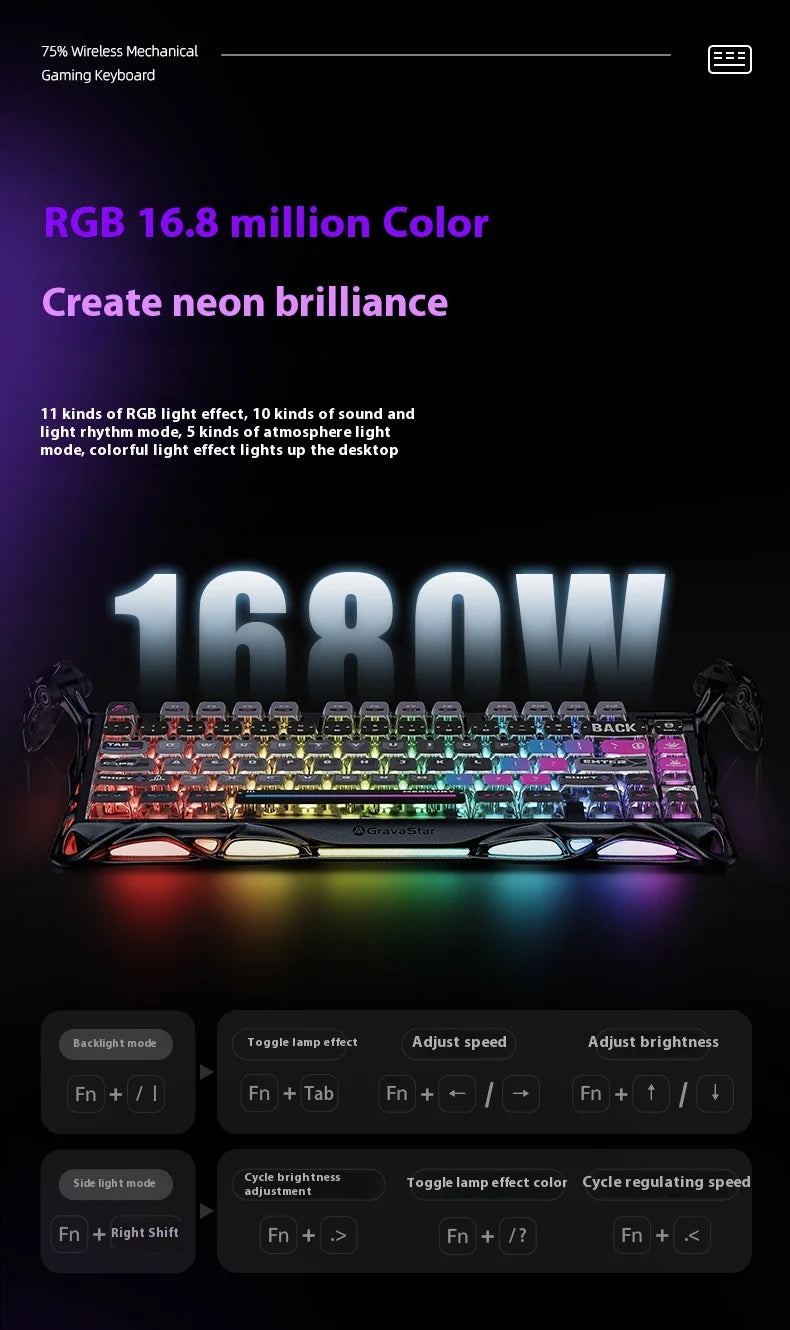 Wireless Mechanical Keyboard Gravastar for Laptop/Computer Special Gift Top Gaming Peripherals Cyberpunk K1 Pro Special Edition