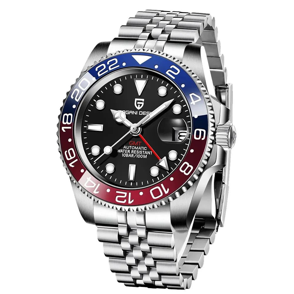 PAGANI 1662 GMT Men Mechanical Watches Sapphire Glass GMT Watches 100M Waterproof All Stainless Steel Automatic Men Watch