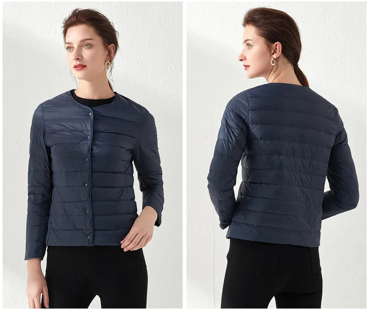 2024 New Spring Winter Women Liner Warm Down Jackets Ultralight Collarless Portable Female Padded Parkas O-Neck Puffer Overcoat