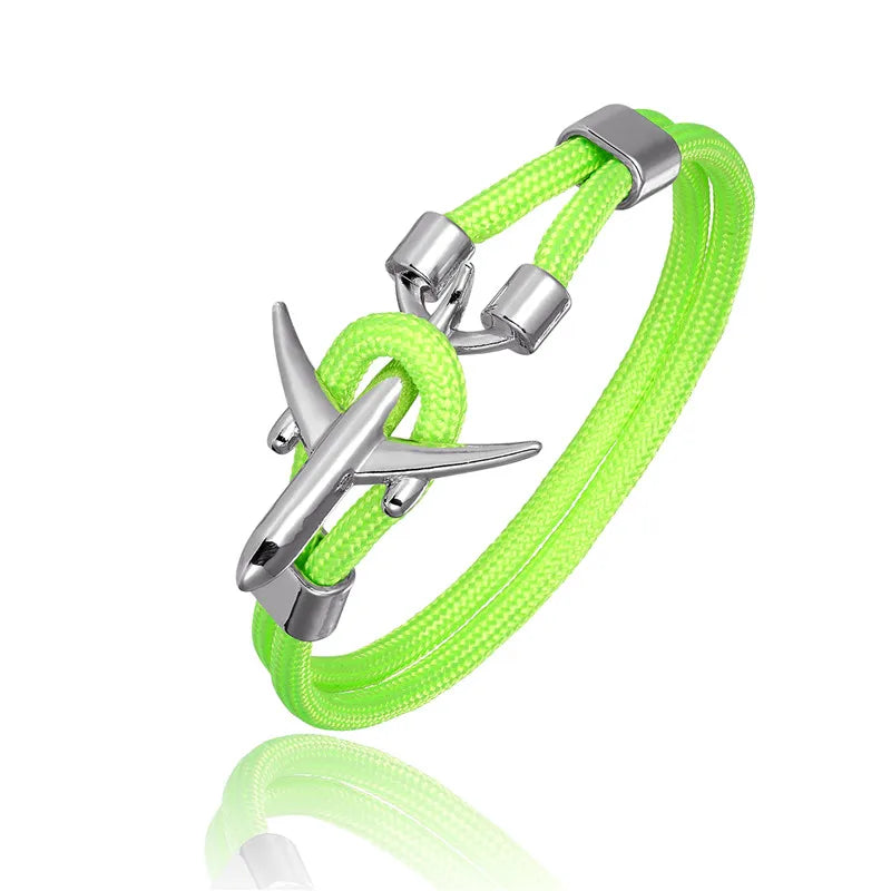 MKENDN Fashion Anchor Men Women Airplane Bracelets Charm Rope Chain Paracord Hope To Safe Jewelry Pulseras hombres