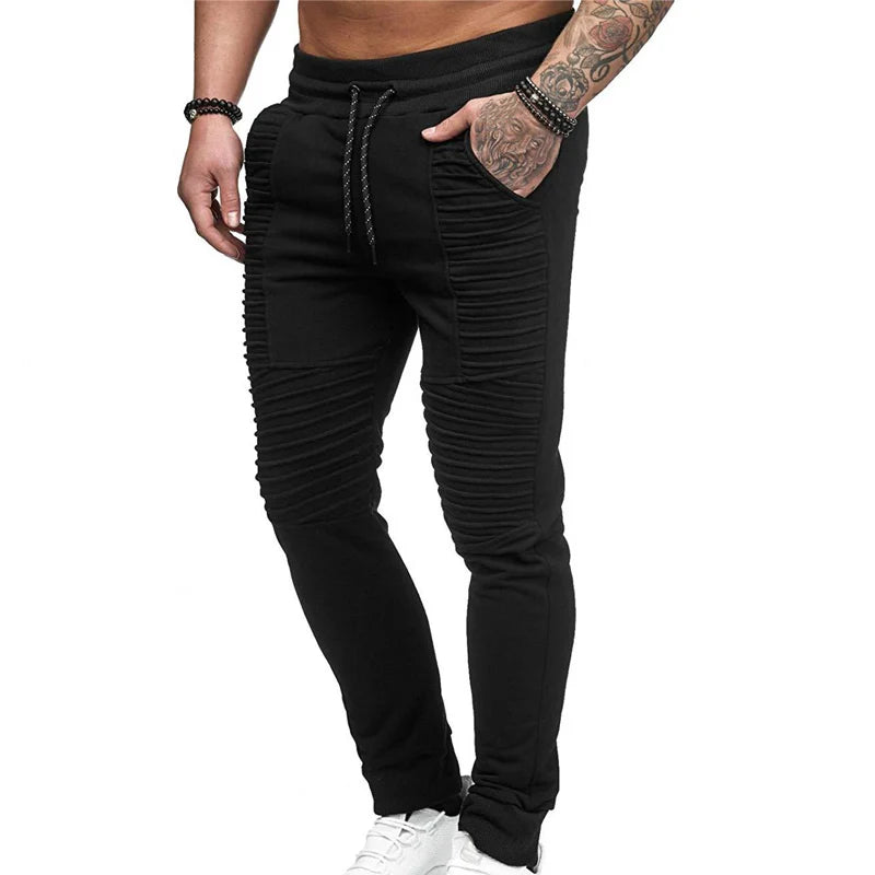 Autumn Winter Pants Men Stripe Design Casual Slim Joggers Men Solid Full Length Sweatpants Men Hip Hop Streetwear Men Trousers