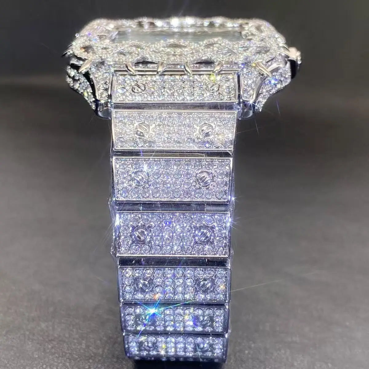 Men's Moissanite Diamond Quartz Watch Hip-hop Ice Thorn Dial Inlaid Zircon Square Full Diamond Waterproof Mechanical watches