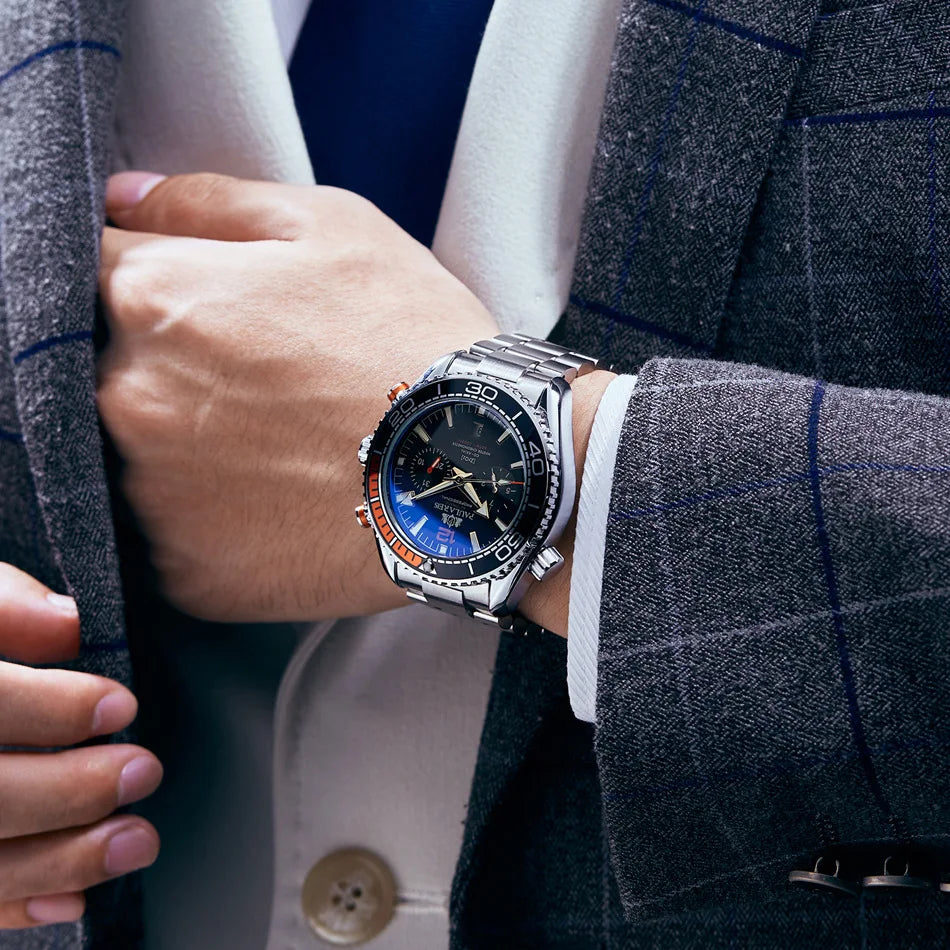 Drop Ship Men Mechanical Wristwatch Stainless Steel Waterproof Sport Chronograph See Through Montre Homme Luxury Automatic Watch