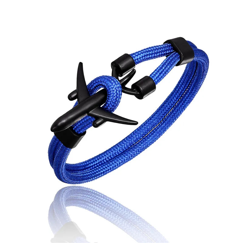 MKENDN Fashion Anchor Men Women Airplane Bracelets Charm Rope Chain Paracord Hope To Safe Jewelry Pulseras hombres