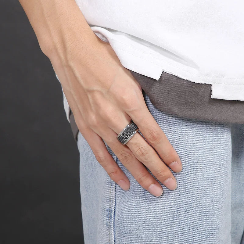 Fongten 12mm Rivet Pyramid Rings For Women Men Stainless Steel Hip Hop Anillos Hombres Classic Charm Ring Jewelry Christmas Gift