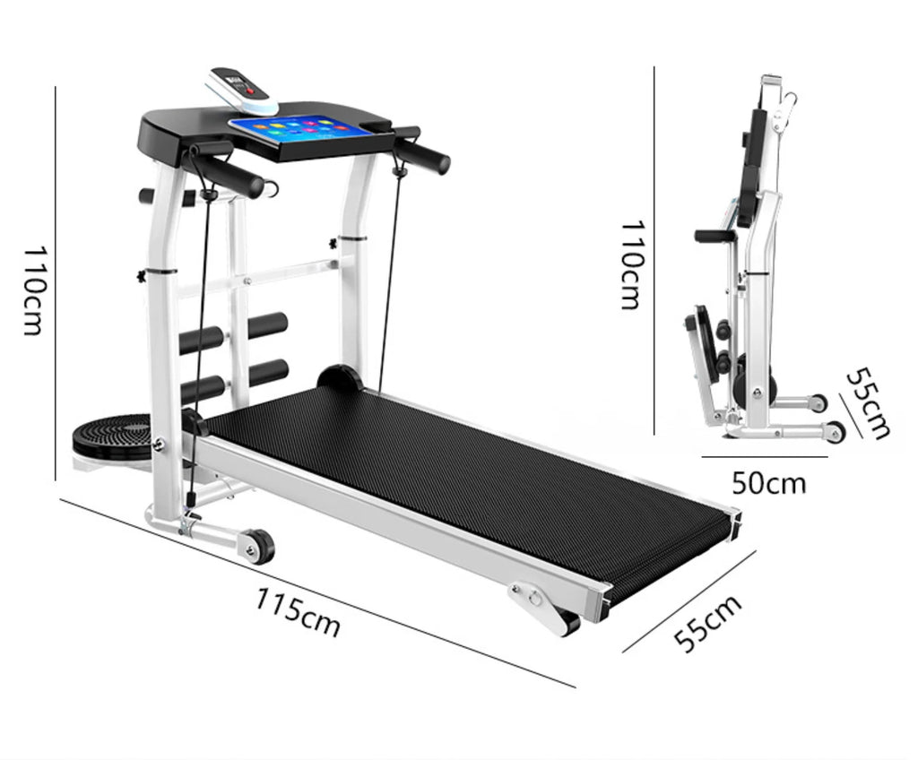 Small Folding Mechanical Steel Treadmill Exercise Portable Manual Incline Treadmill Machine for Home Office Small Spaces