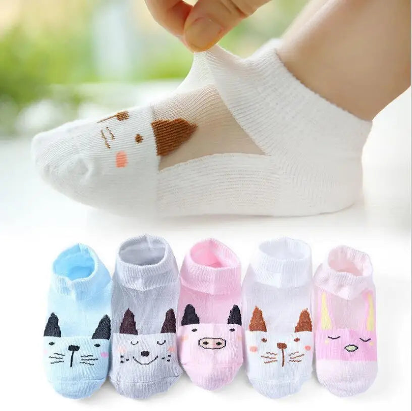 Girls Summer Mesh Thin Sock Cotton Baby Short Socks 5 Pairs Toddler Boys Kids Children Colorful Socks 5 pairs WMF043