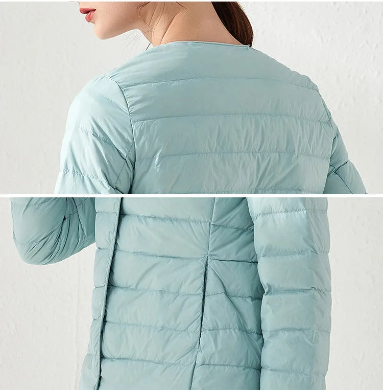 2024 New Spring Winter Women Liner Warm Down Jackets Ultralight Collarless Portable Female Padded Parkas O-Neck Puffer Overcoat