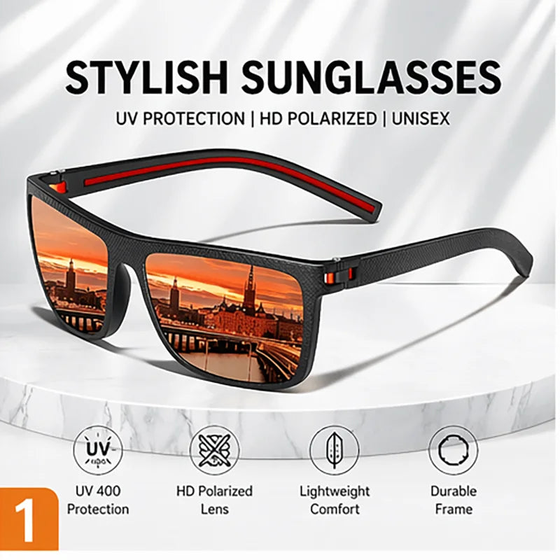 Square Polarized Tortoiseshell Colored Lenses Trendy Sunglasses for Unisex Adult Lightweight Full Rim Frame