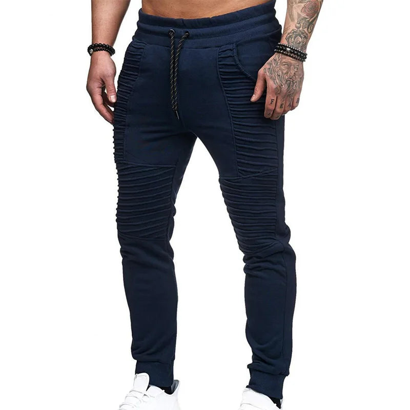 Autumn Winter Pants Men Stripe Design Casual Slim Joggers Men Solid Full Length Sweatpants Men Hip Hop Streetwear Men Trousers