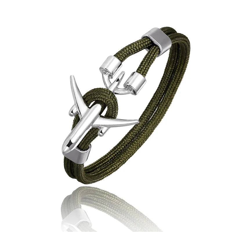 MKENDN Fashion Anchor Men Women Airplane Bracelets Charm Rope Chain Paracord Hope To Safe Jewelry Pulseras hombres