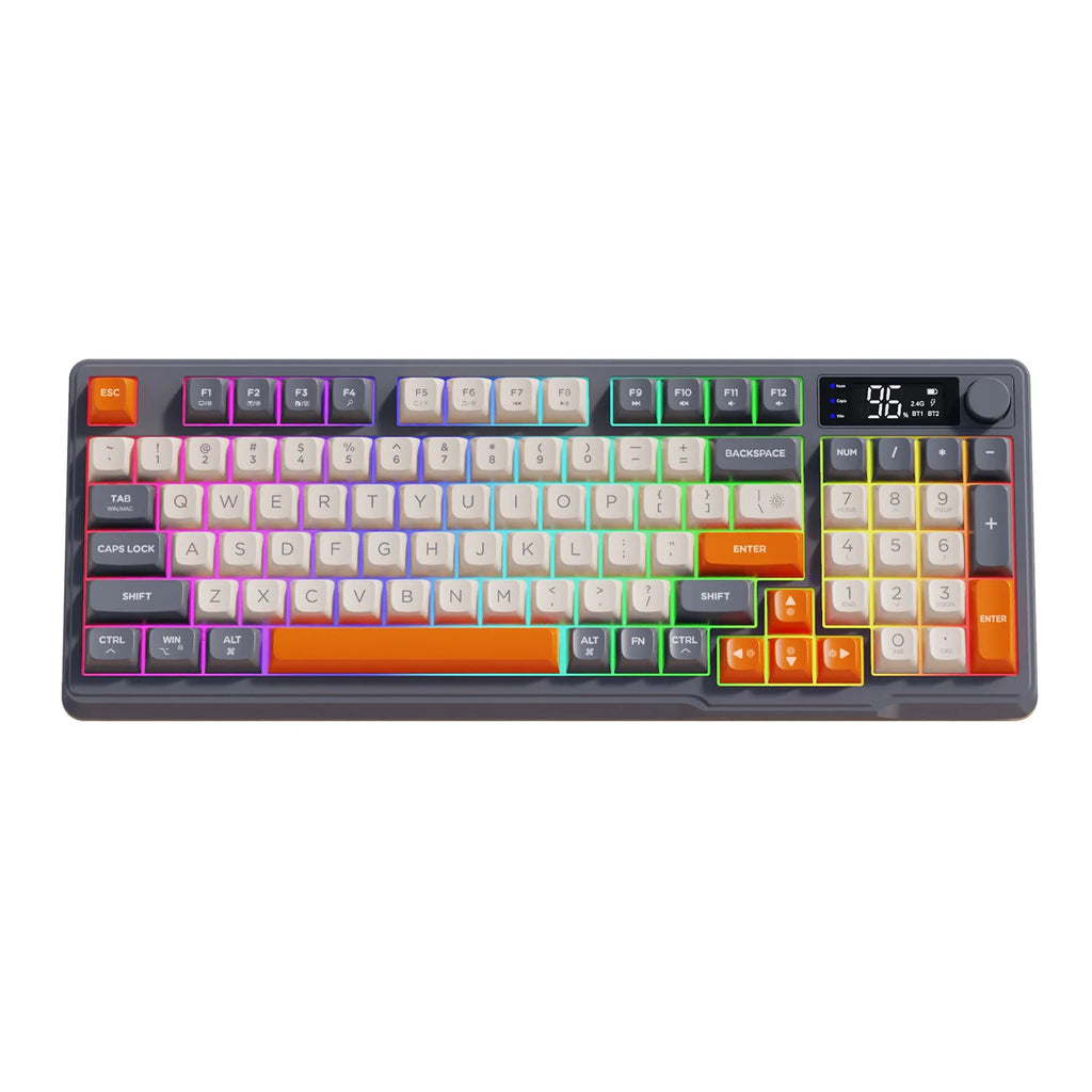 Free Wolf M96 Wireless BT Dual Mode Mechanical Touch Keyboard PBT Ball Hat With Display Knob Game Keyboard