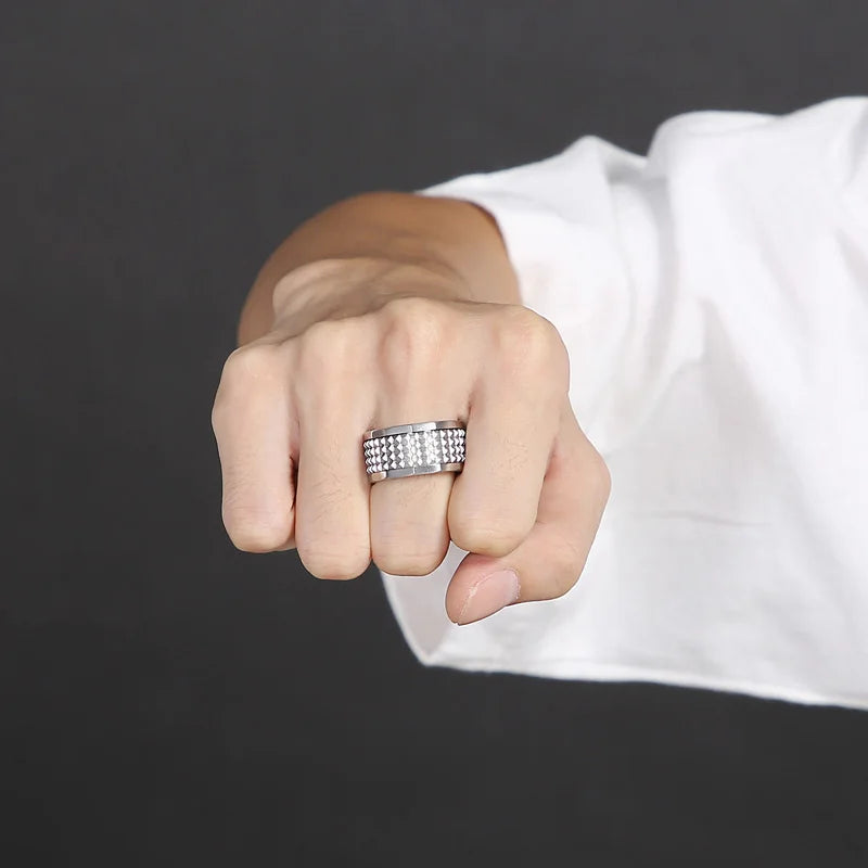 Fongten 12mm Rivet Pyramid Rings For Women Men Stainless Steel Hip Hop Anillos Hombres Classic Charm Ring Jewelry Christmas Gift