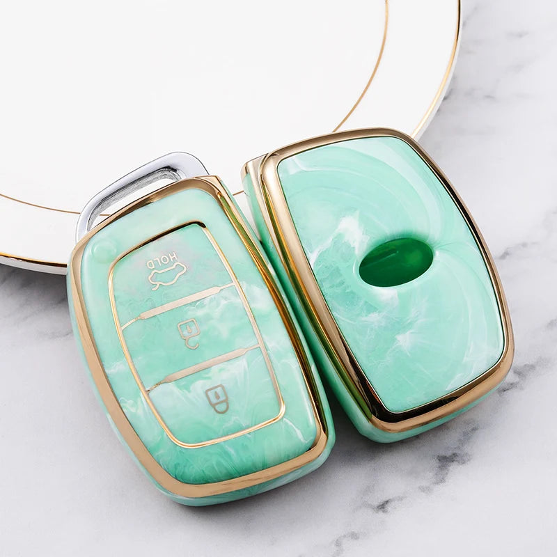 Jade TPU Car Accessories Key case Cover with Keychain for Hyundai Elantra GT Ioniq Sonata Tucson Class Car Key Holder