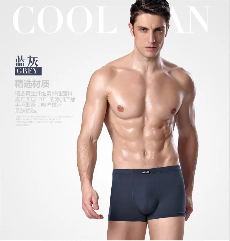 Men's Underwear Boxer Shorts Bamboo Fiber Solid Color Male Pants Breathable Underpants Boxer For Men Pantalones Para Hombres New