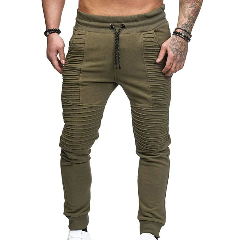 Autumn Winter Pants Men Stripe Design Casual Slim Joggers Men Solid Full Length Sweatpants Men Hip Hop Streetwear Men Trousers