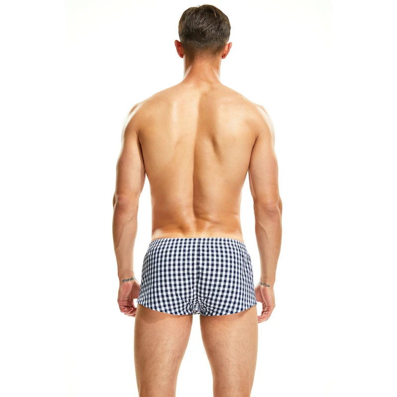 SEOBEAN Cotton short cortos hombres Mens pyjama shorts Tracksuit Plaid U bag Casual Trunks Pajama Shorts