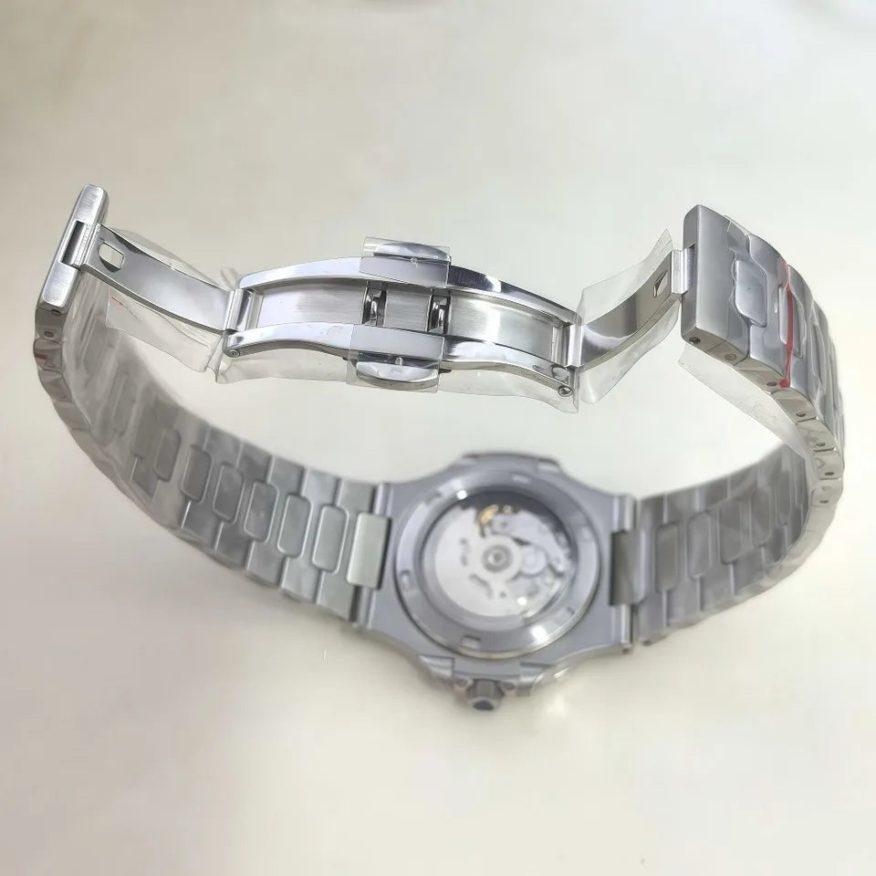 SEIKO NH38 Movement 41mm Fully Automatic Mechanical Men's Watch Hollowed-out Stainless Steel Mineral Glass 10Bar Water Resistant