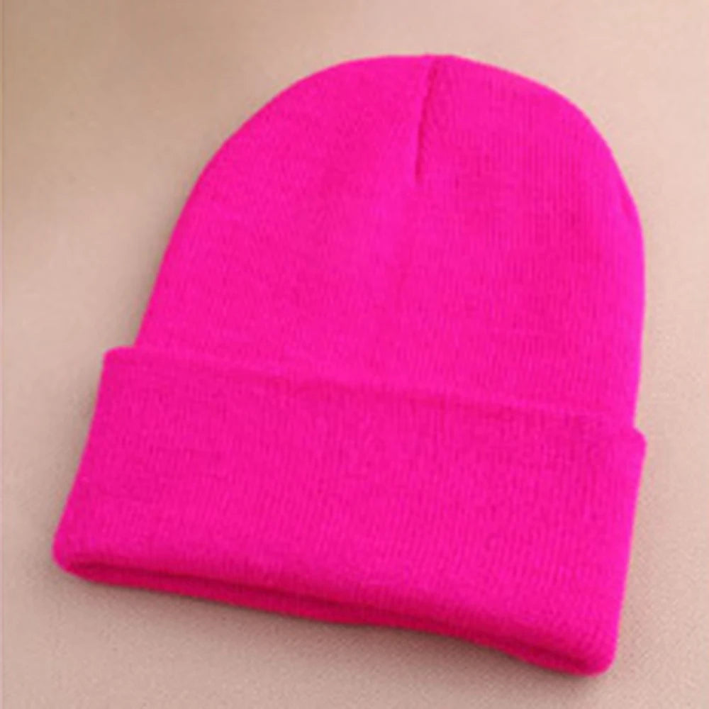 Fashion 19 Colors Knitted Neon Women Beanie Girls Autumn Casual Elastic Cap Women's Warm Winter Hats Unisex Gorros Hombres