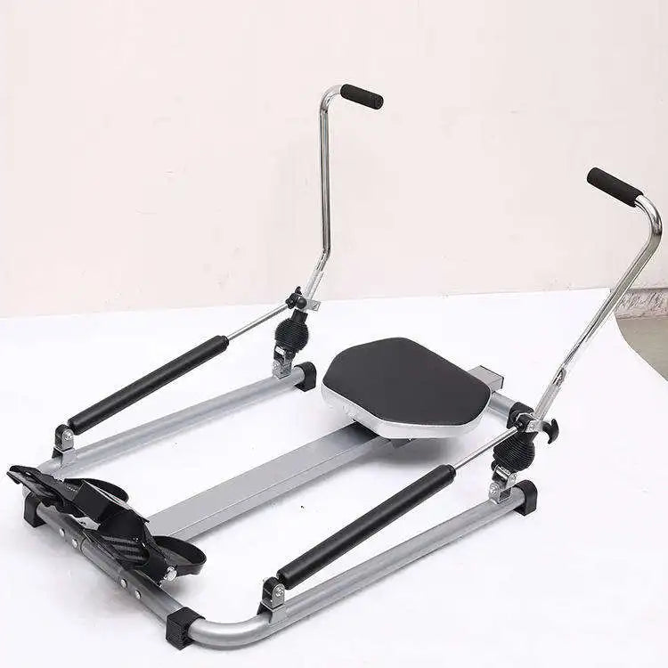 Home-use Double-handled Lightweight Indoor Rowing Machine, Hydraulic Folding Design, Silent Mechanism, Iron Material.