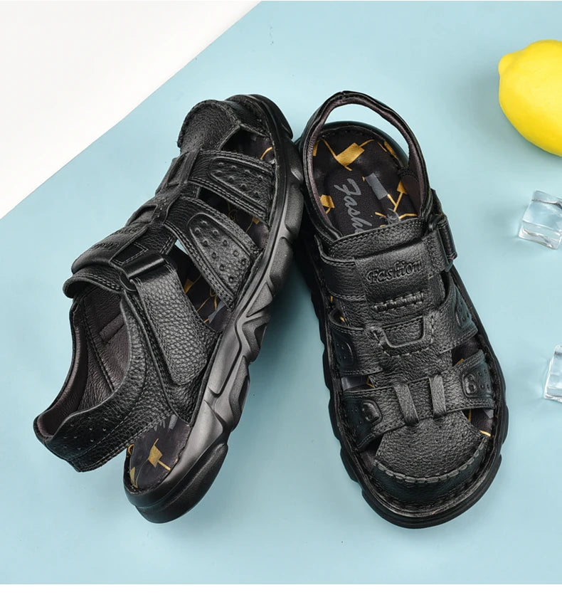 Genuine Leather Casual Shoes For Men High Quality Classic Men Sandals Summer Outdoor Walking Men Sneakers Breathable Men Sandals