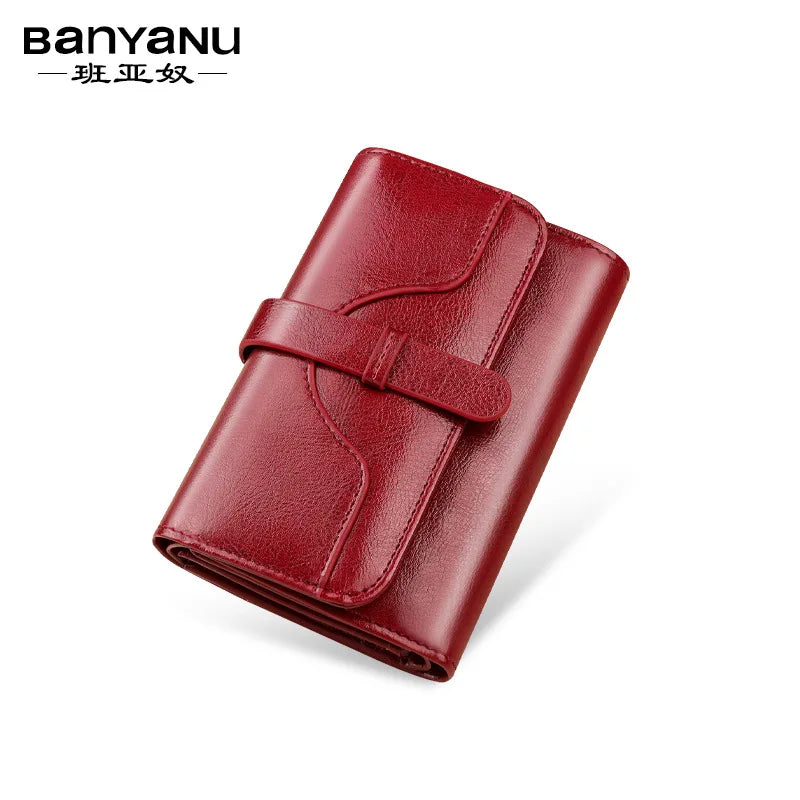 Women Short Wallet Small Fashion Luxury Genuine Leather Purse Ladies Card Bag for Women Clutch Female Purse Money Clip Wallet
