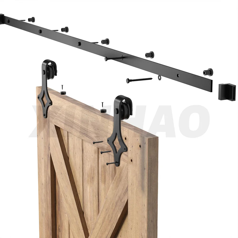 SKYSEN 6.6FT/2M Single Door Sliding Barn Door Hardware Kit Mechanism for Single Wood Doors